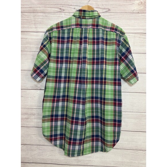 Vintage Ralph Lauren Plaid 90s Green Blue Red Tartan Plaid Classic Fit SIZE L - Picture 3 of 7